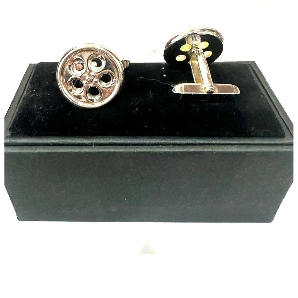 Rotating Alloy Wheel Rim Sterling Silver Cufflinks